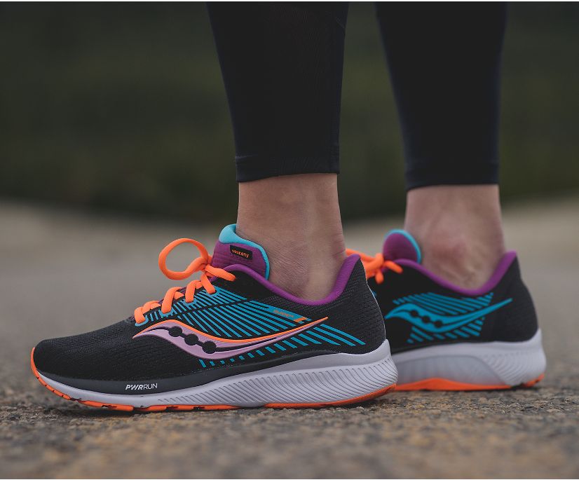 Women's Saucony Guide 14 Running Shoes Black / Orange | Singapore 144FDNM